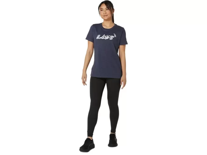 ASICS KURZARM-T-SHIRT MIT BLUMENSLOGAN FÜR DAMEN