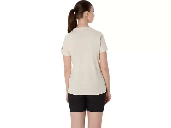 ASICS KURZARM-T-SHIRT MIT BLUMENSLOGAN FÜR DAMEN