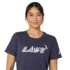ASICS KURZARM-T-SHIRT MIT BLUMENSLOGAN FÜR DAMEN
