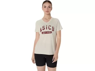 DAMEN-KURZARM-T-SHIRT MIT V-AUSSCHNITT „EST 1977“