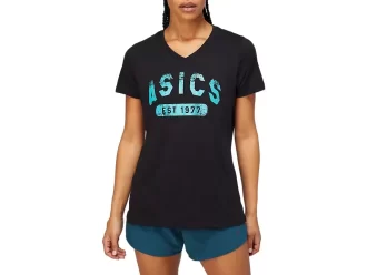 DAMEN-KURZARM-T-SHIRT MIT V-AUSSCHNITT „EST 1977“
