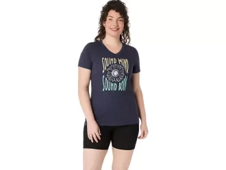 V-Ausschnitt mit Sonnenblumen-Slogan für Damen