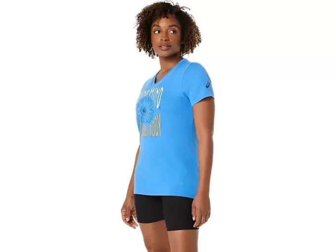 V-Ausschnitt mit Sonnenblumen-Slogan für Damen